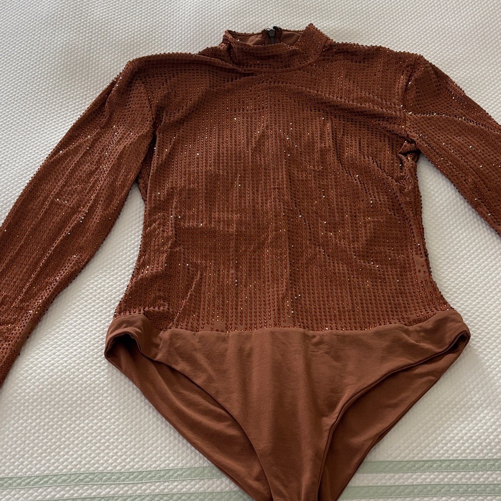 Mariandrée Gaitán Brown Long Sleeve Bodysuit